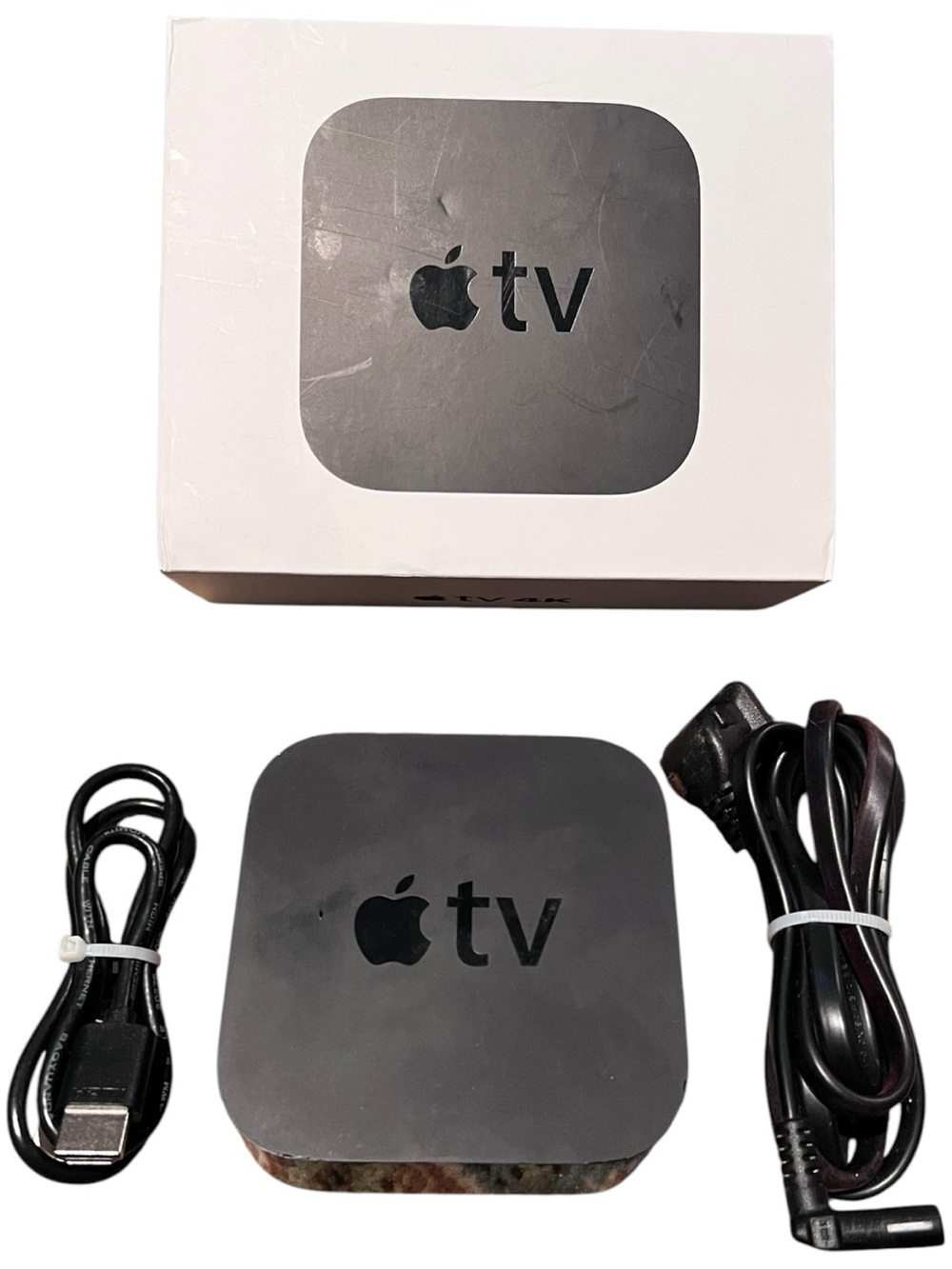 Apple TV 4th Generation Black MLNC2LL/A Model A1625 (No Remote) W/Cables Tested
